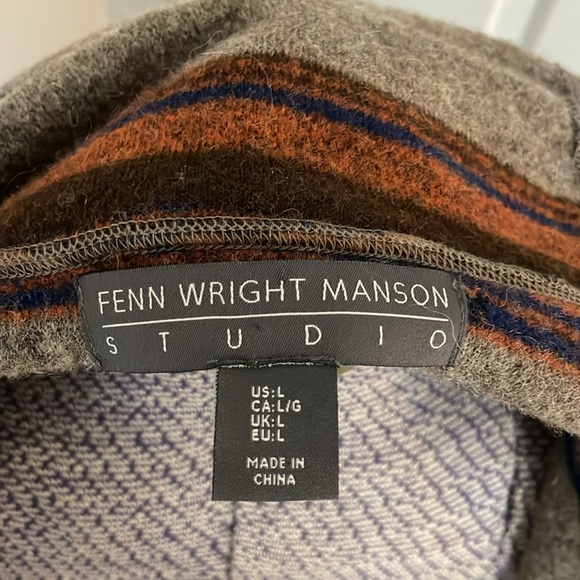 Fenn Wright Manson Wool Blend Brown Striped Cardigan Sweater Size L - Picture 4 of 4